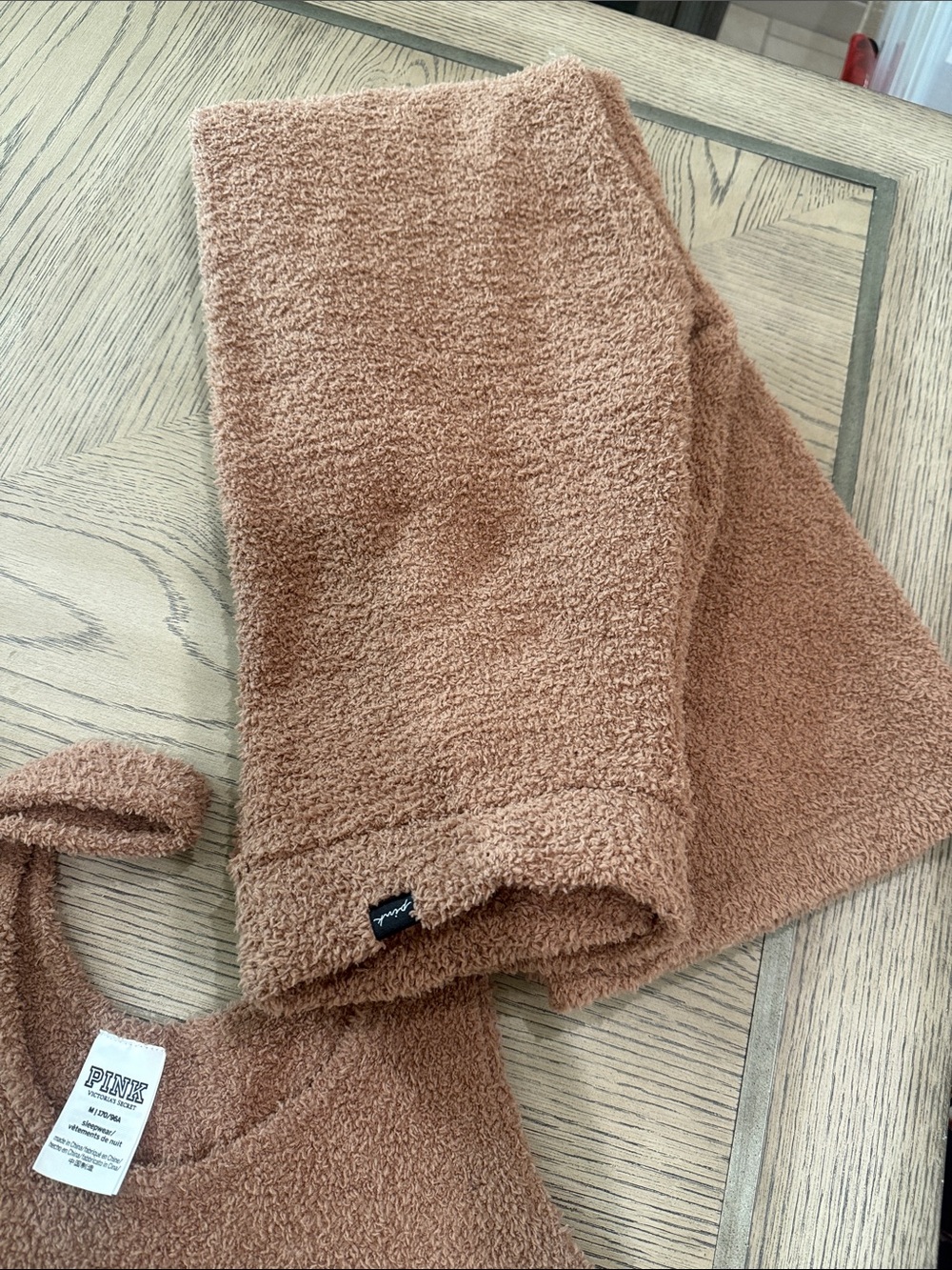 PINK Victoria's Secret Cozy Fuzzy Tank & Shorts Set - Brown - Picture 3 of 6